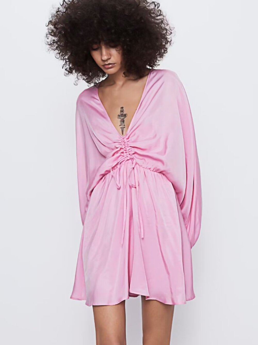Zara Satin Effect Draped Dress Size Medium